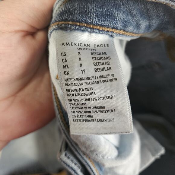 American Eagle Skinny Super Stretch Jeans Medium Wash Midrise Size 8 Regular - Picture 2 of 8
